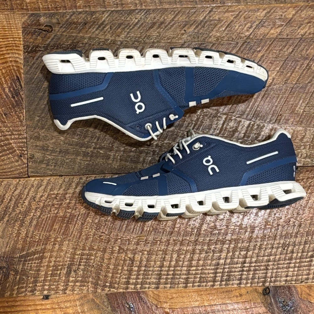 On Running Blue and White Athletic Shoes
